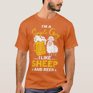 Männer Funny Bauer Lamm I like Sheep and Biere T-Shirt