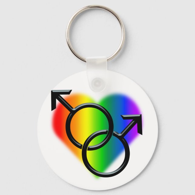 Männer-Gay Pride Schlüsselanhänger Rainbow-Liebe G (Vorderseite)