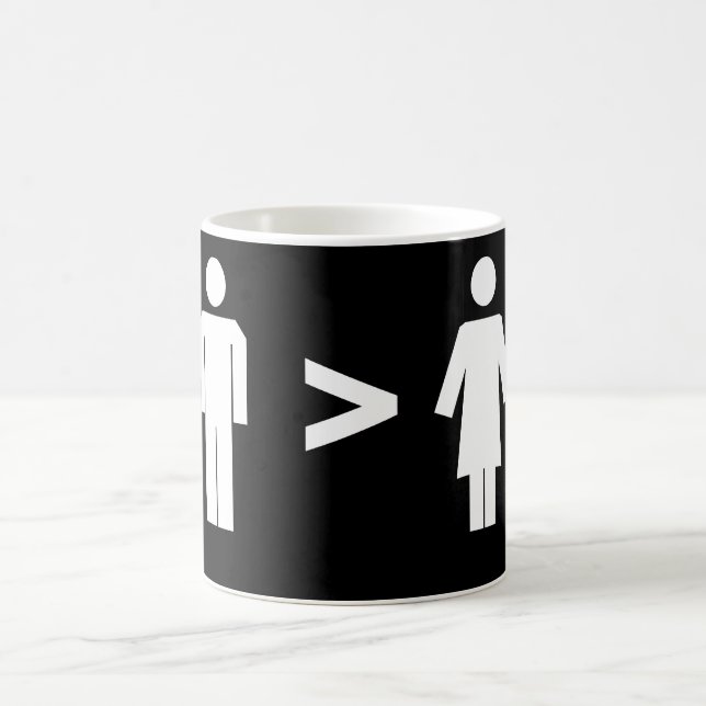 Männer größer als Frauen-weiße Tasse (Mittel)