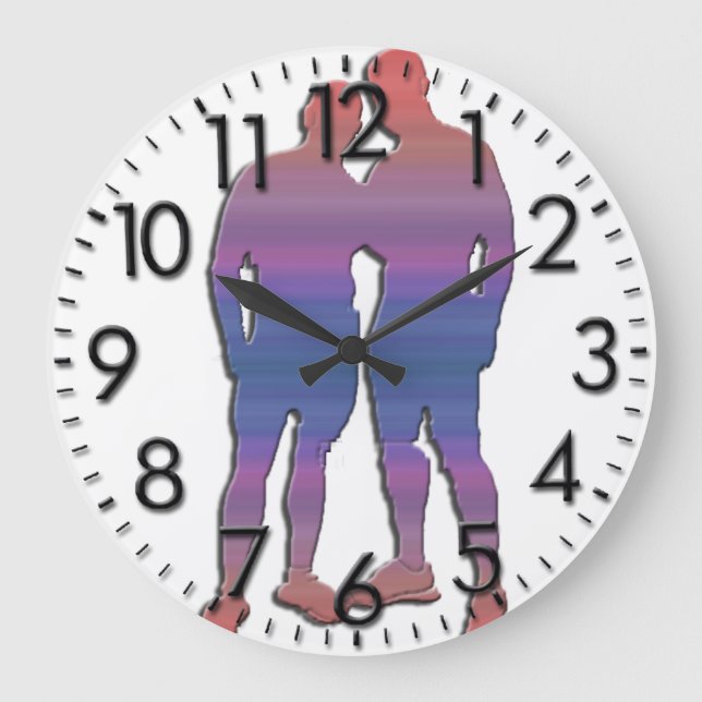 Männer halten Uhr (Vorderseite)