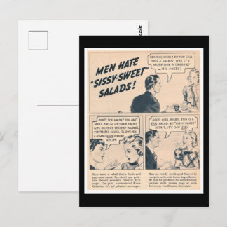 Männer hassen weibische süße Salate! Retro-Werbung Postkarte