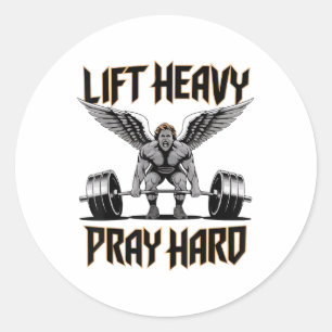 Männer heben heftigen Gebet Hard Christlich Gym Wo Runder Aufkleber