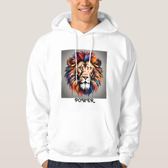 Männer-Hoodie-Design auf Löwen-Power Hoodie (Vorderseite)