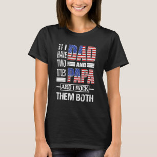 Männer ich habe zwei Titel Vater und Papa US Flag  T-Shirt