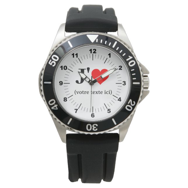 Männer - ich höre schwarze Gummi Strap Watch Armbanduhr (Vorderseite)