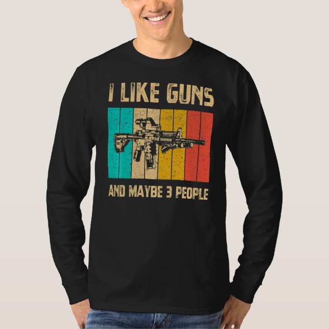 Männer ich mag Waffen und vielleicht 3 Leute Vinta T-Shirt (Vorderseite)