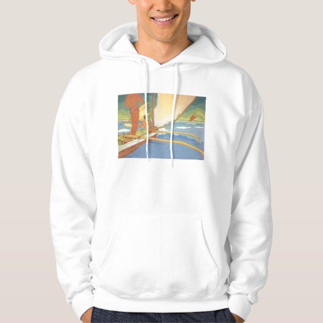 "Männer in Ausleger-Kanu" - Arman Manookian Hoodie (Vorderseite)