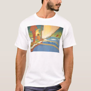 Männer in einem Ausleger-Kanu vorangegangen für T-Shirt