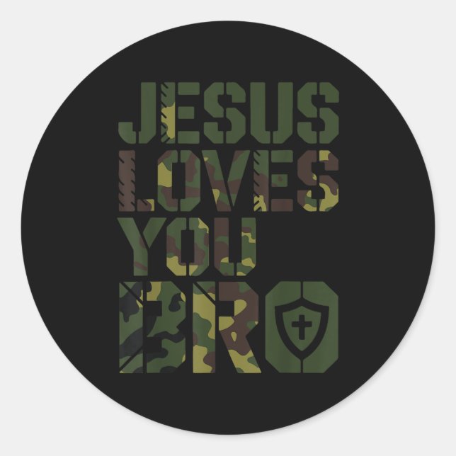 Männer Jesus Lieben Sie Bro Funny Christlicher Jun Runder Aufkleber (Vorderseite)