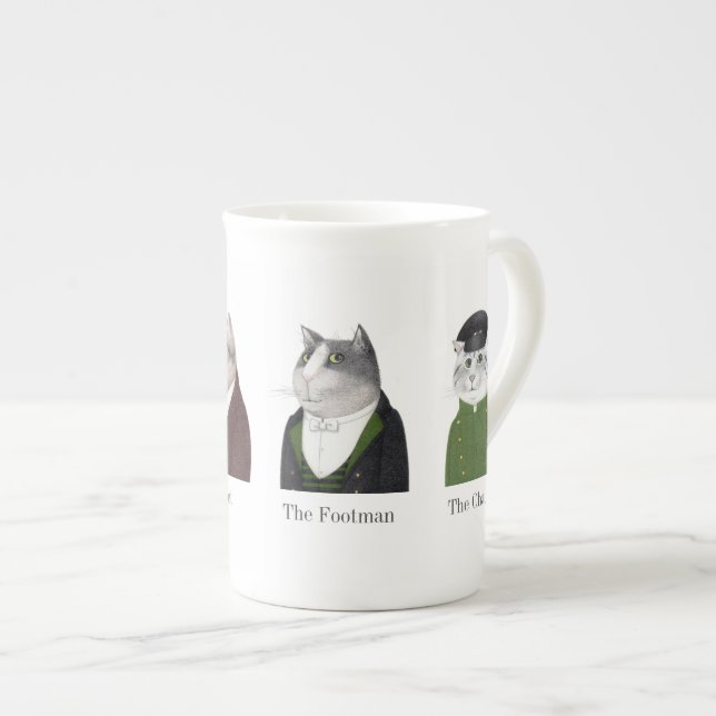 Männer KATZEN Bone China Tasse + Text (Vorderseite Rechts)