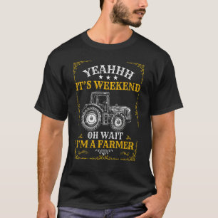 Männer Landwirtschaft Traktoren Harte Arbeit Warte T-Shirt