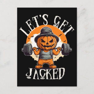 Männer Lasst Uns Aufgepumpt Kürbis Jack-O-Lantern  Postkarte