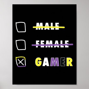 Männer Lustiger Nichtbinärer Gamer En  Poster