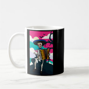Männer Mariachi spielender Skelett-Tag der Kaffeetasse