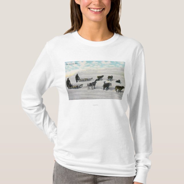 Männer mit "Artic schneller Post" Dogsled T-Shirt (Vorderseite)
