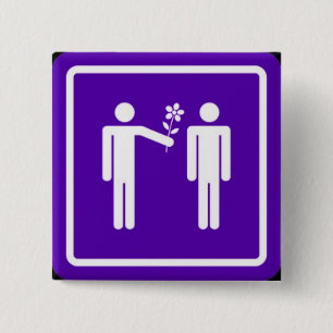 "Männer mit Blumen-" Knopf Button