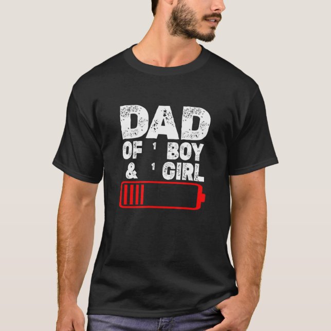 Männer müde Vater 1 Junge und 1 Mädchen Vater eine T-Shirt (Vorderseite)