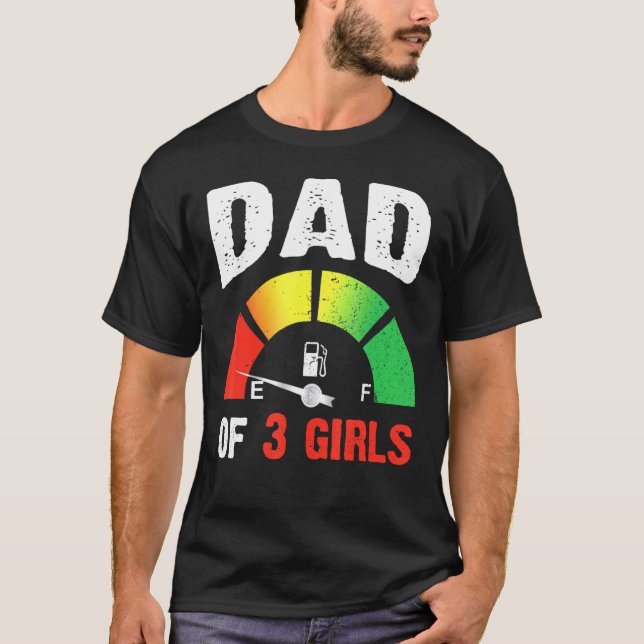 Männer müde Vater von 3 Mädchen Vater mit drei Kin T-Shirt (Vorderseite)