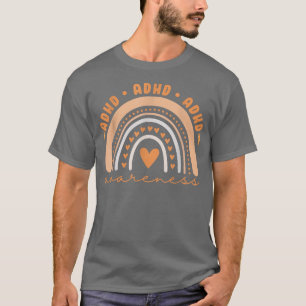 Männer Niedlich ADHS Awareness Rainbow Orange Ribb T-Shirt