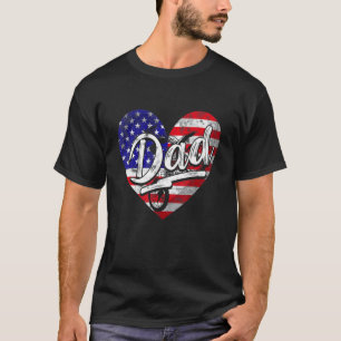 Männer Patriotische amerikanische Flagge Herz Moto T-Shirt