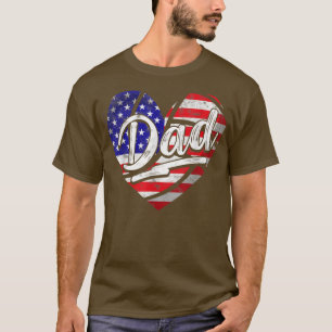 Männer Patriotische amerikanische Flagge Herz Voll T-Shirt