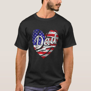 Männer Patriotische amerikanische Flagge Herz Voll T-Shirt