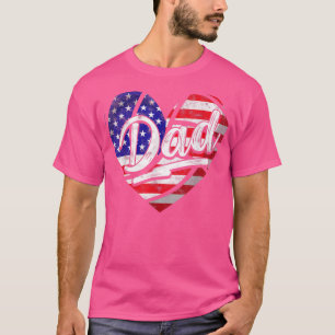 Männer Patriotische amerikanische Flagge Herz Voll T-Shirt