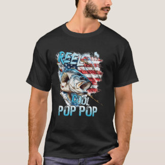 Männer Reel Cool Pop pop 4. Juli Angeln USA-Flagge T-Shirt