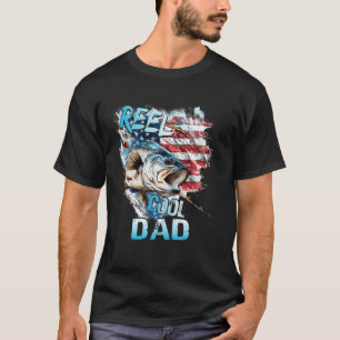 Männer Reel Cooler Papa 4. Juli Angeln USA-Flagge T-Shirt