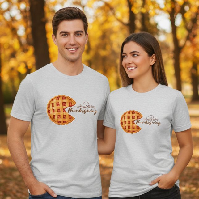 Männer Retro-Arcade-Pumpkin-Pie-Thanksgiving Tri-Blend Shirt (Von Creator hochgeladen)
