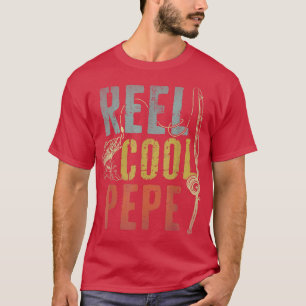 Männer Retro Vintage Rolle Cool Pepe Angeln Vatert T-Shirt