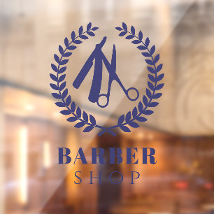 Männer-Salon einfaches Logo mit individuellem Name Fensteraufkleber