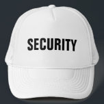 Männer Schwarz-weiße benutzerdefinierte Textsicher Truckerkappe<br><div class="desc">Fügen Sie Image Company Logo Text hier Modernes elegantes Template Herren's Women's Unisex Security Mitglied Schwarz-weiß Baseball Cap / Trucker Hat.</div>