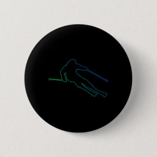 Männer Skifahren Ski Skifahrer Wintersport Button