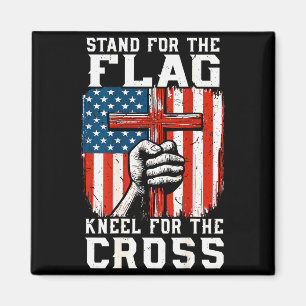 Männer stehen für Flagge knien das Kreuz Christlic Magnet