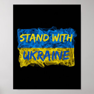 Männer stehen mit der Ukraine, ukrainische Flagge, Poster
