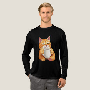 Männer Süße Rote Katze Kaffee Grafik Performance Tri-Blend Shirt