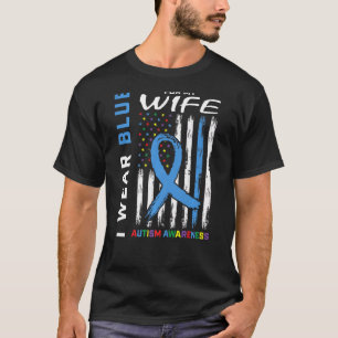 Männer tragen Blau für meine Ehefrau Autismus Awar T-Shirt