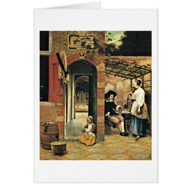 Männer und eine Frau im Hof durch Pieter de Hooch (Vorne)