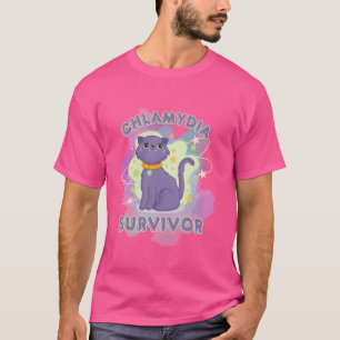 Männer und Frauen Funny Cat Meme Chlamydia Survivo T-Shirt
