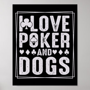 Männer und Hunde Lustige Spielkarte Zocker Perform Poster