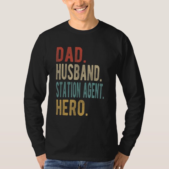 Männer Vater Ehemann Bahnhof-Agent Held T-Shirt (Vorderseite)