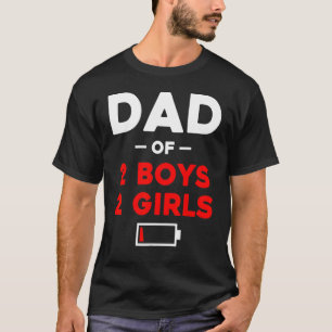 Männer Vater von 2 Jungen 2 Mädchen mit niedrigem  T-Shirt
