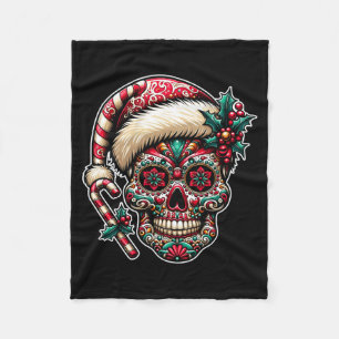 Männer Weihnachten Zucker Schädel Santa Hut Tag De Fleecedecke