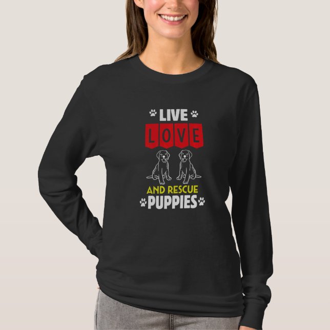 Männer Welpe Adoption Live Liebe und Rescue Hunde  T-Shirt (Vorderseite)
