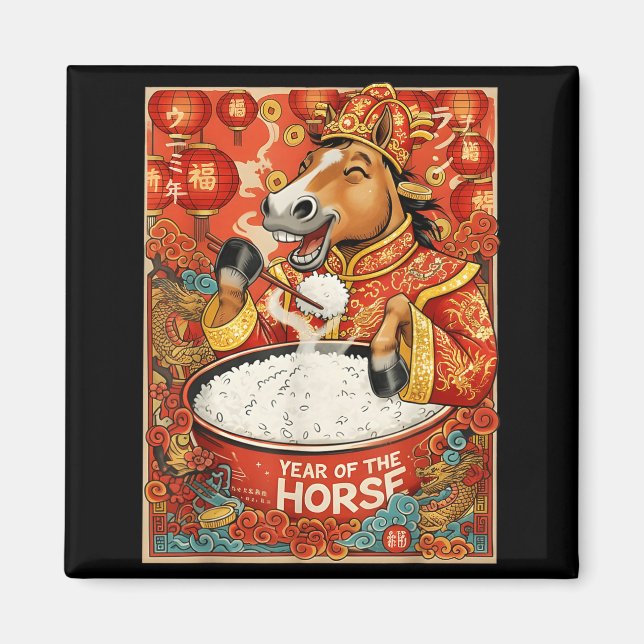Männer Zodiac Chinesisches Pferd Reis Magnet (Vorne)