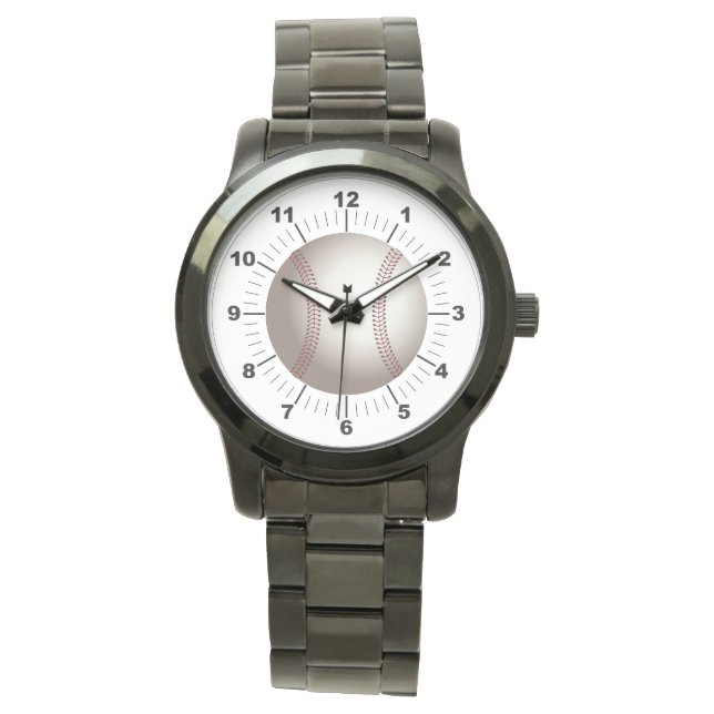 Männerbaseball-Oversized Black Bracelet Watch Armbanduhr (Vorderseite)