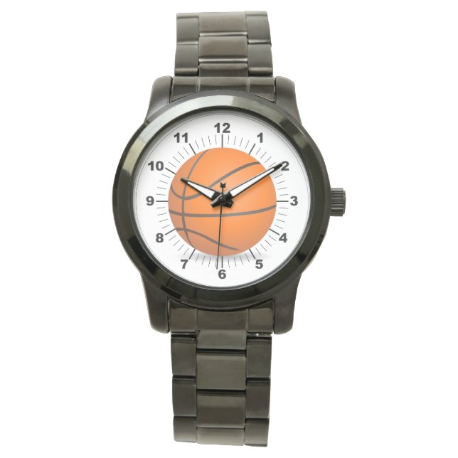 Männerbasketball Oversized Black Bracelet Watch Armbanduhr (Vorderseite)