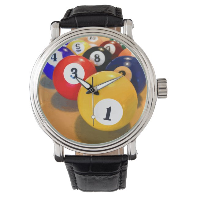 Männerbillardthema Armbanduhr (Vorderseite)
