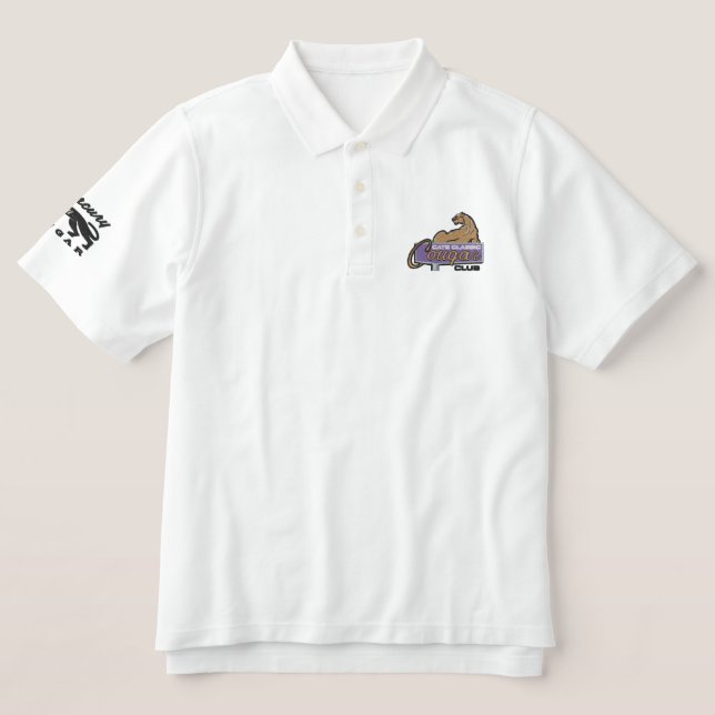 Männercougar-besticktes Polo-Shirt (Design Vorderseite)